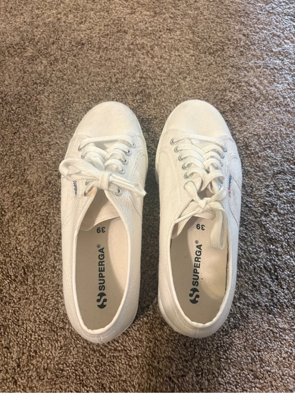 Superga Cream Platform Canvas Sneakers